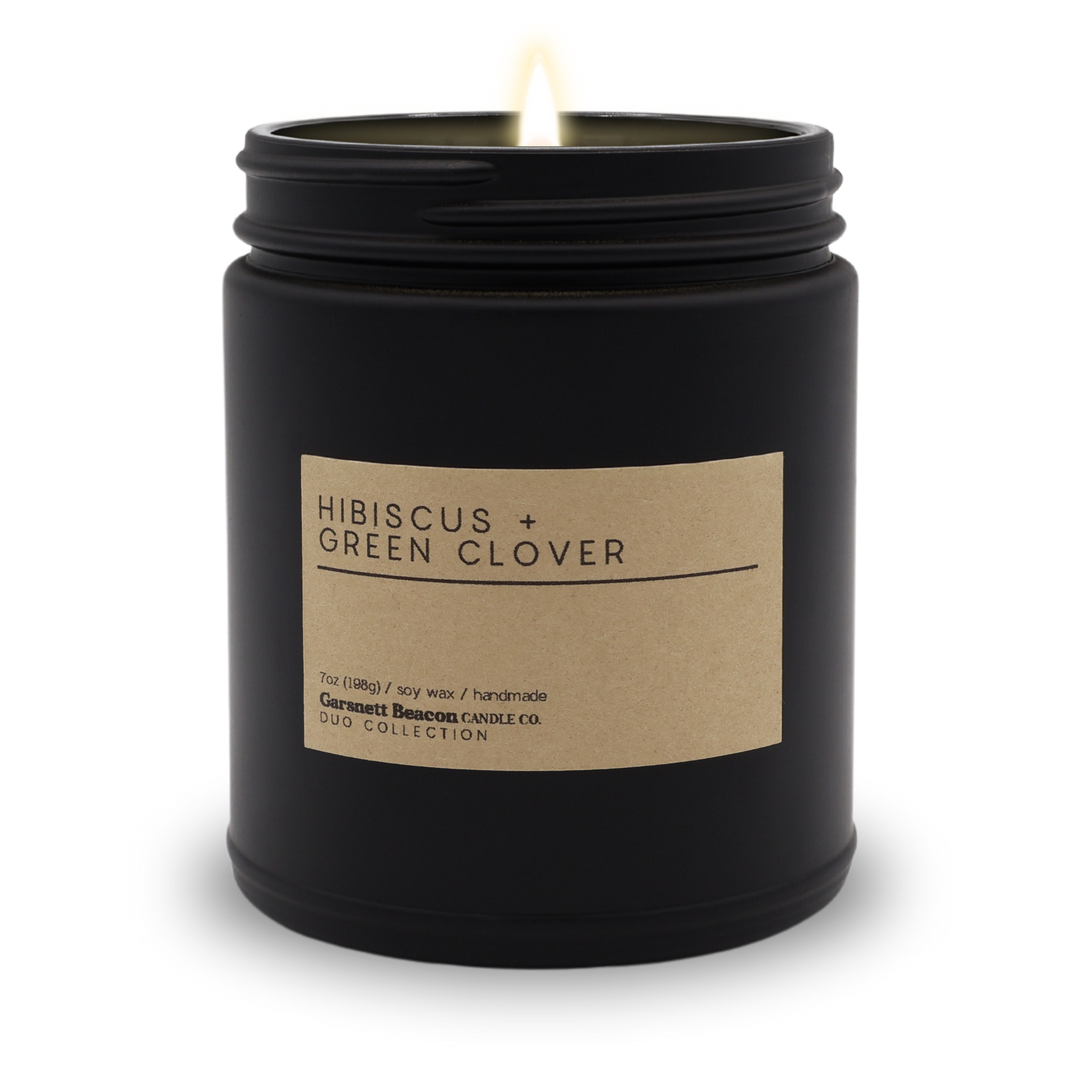 Hibiscus + Green Clover Luxury Scented Candle | Duo Collection by Garsnett Beacon