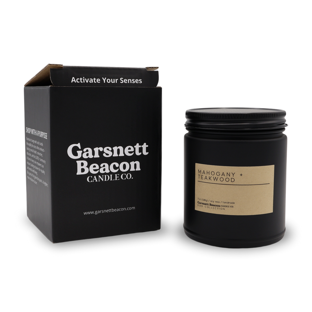 Mahogany + Teakwood Luxury Scented Candle | Duo Collection by Garsnett Beacon