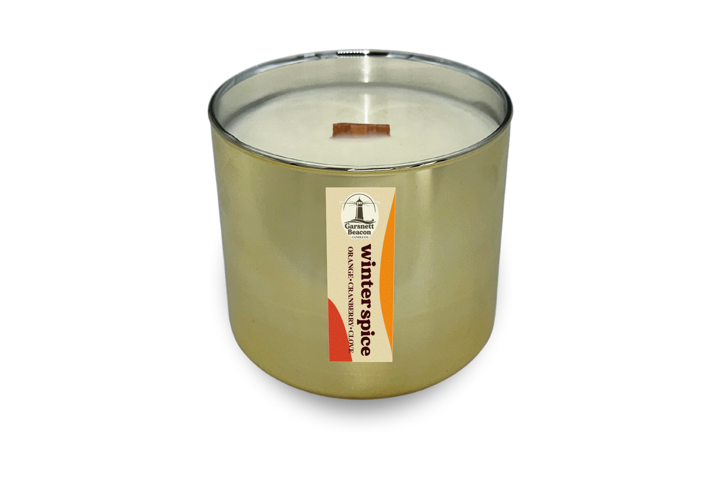 Winter Spice Gold Wooden Wick Candle
