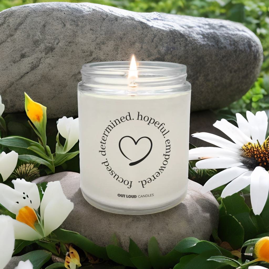Focused. Determined. Hopeful. Empowered. Candle
