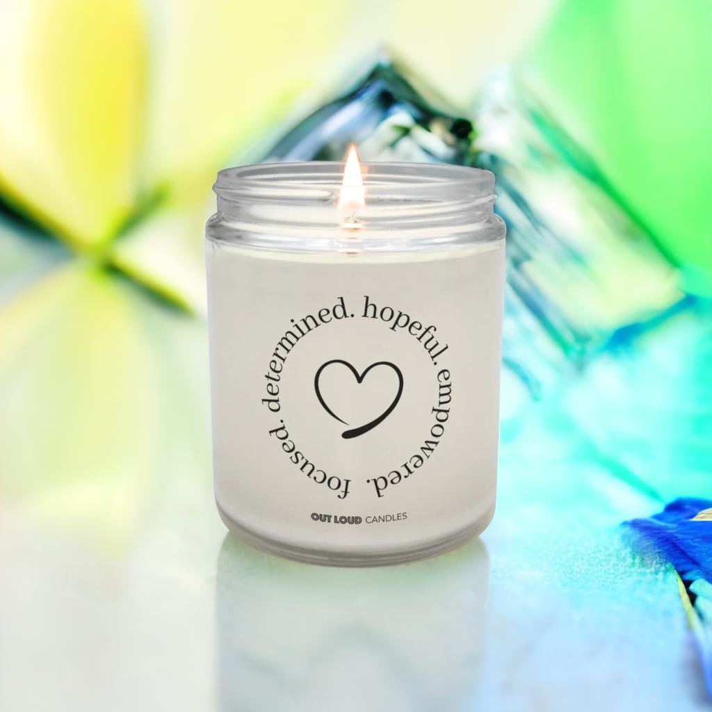 Focused. Determined. Hopeful. Empowered. Candle