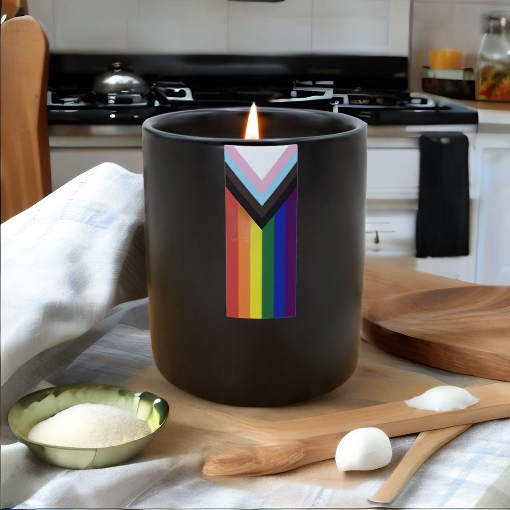 Progress Pride Flag - Glass candle