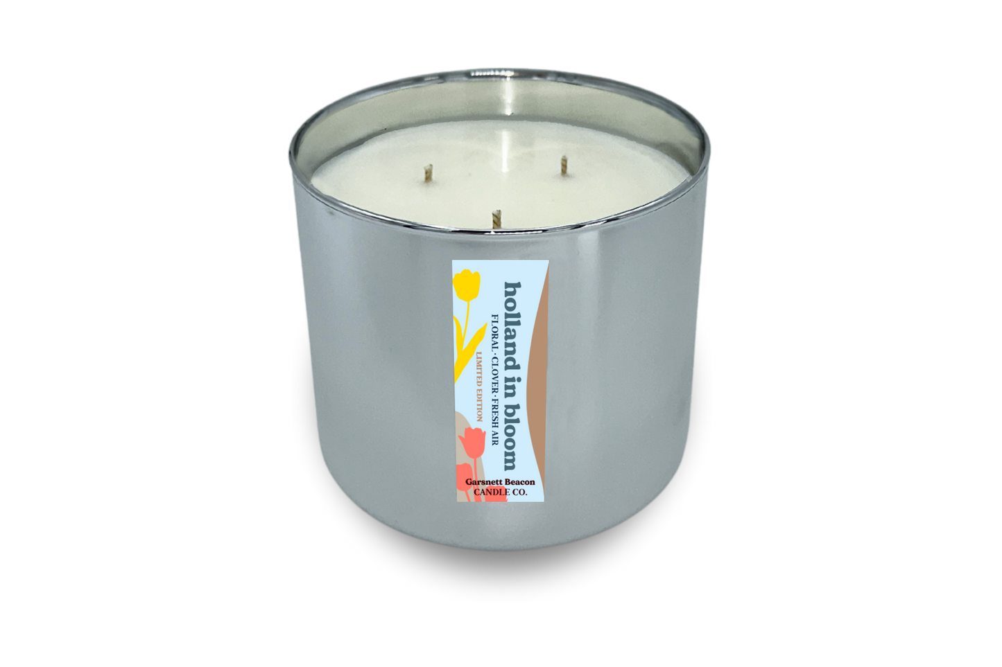 Holland In Bloom Silver 3-wick Candle