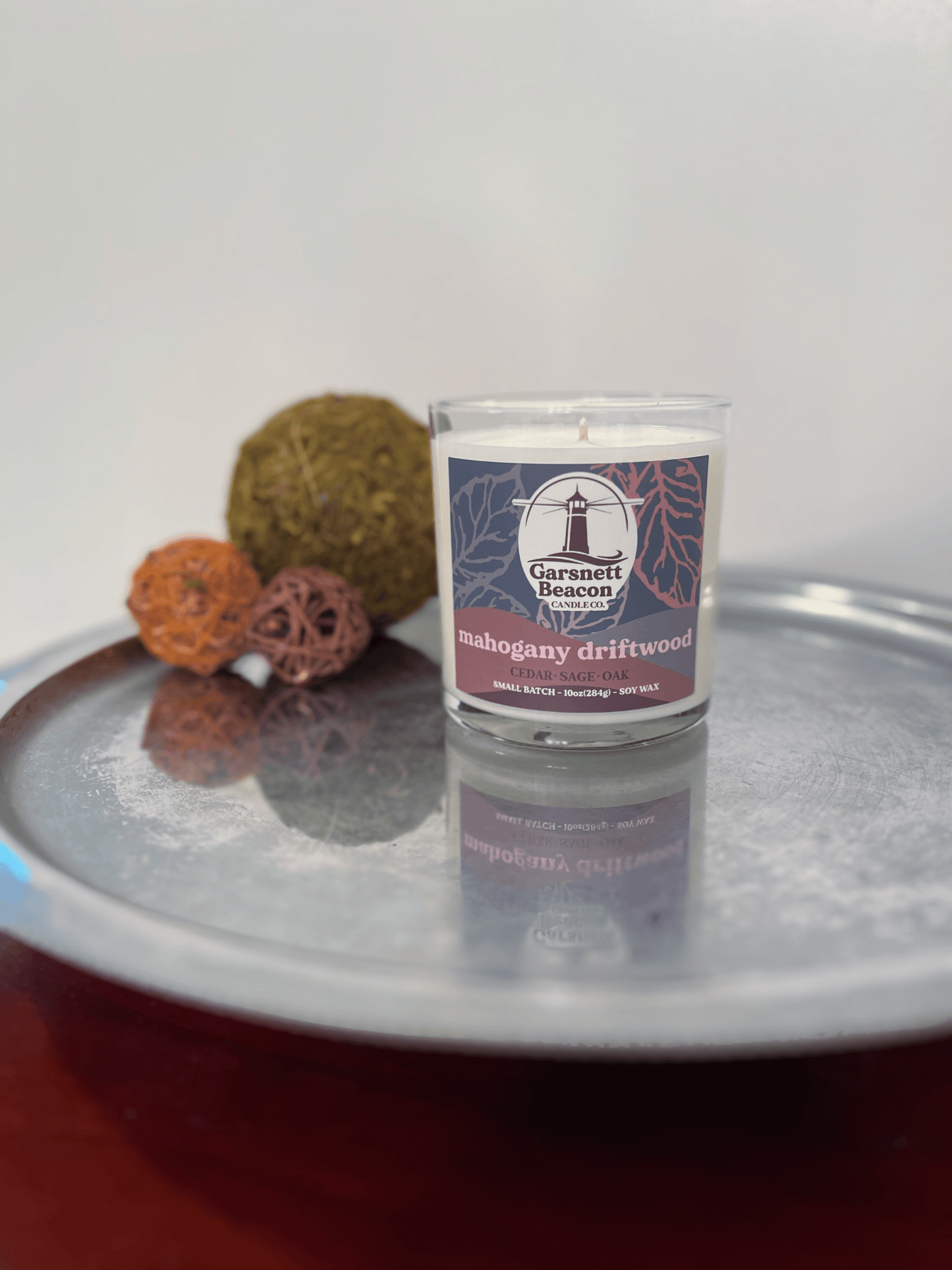 Mahogany Driftwood Glass Candle