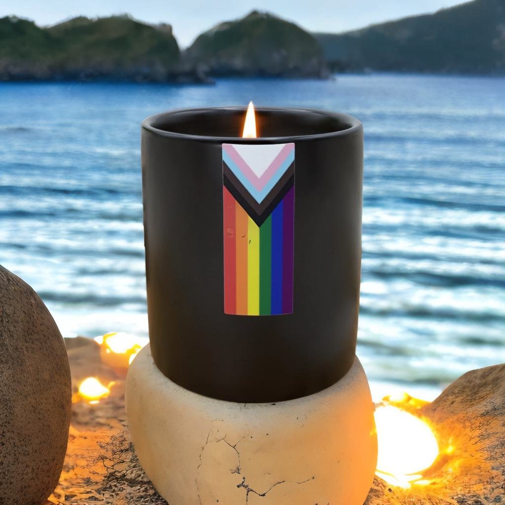 Progress Pride Flag - Glass candle