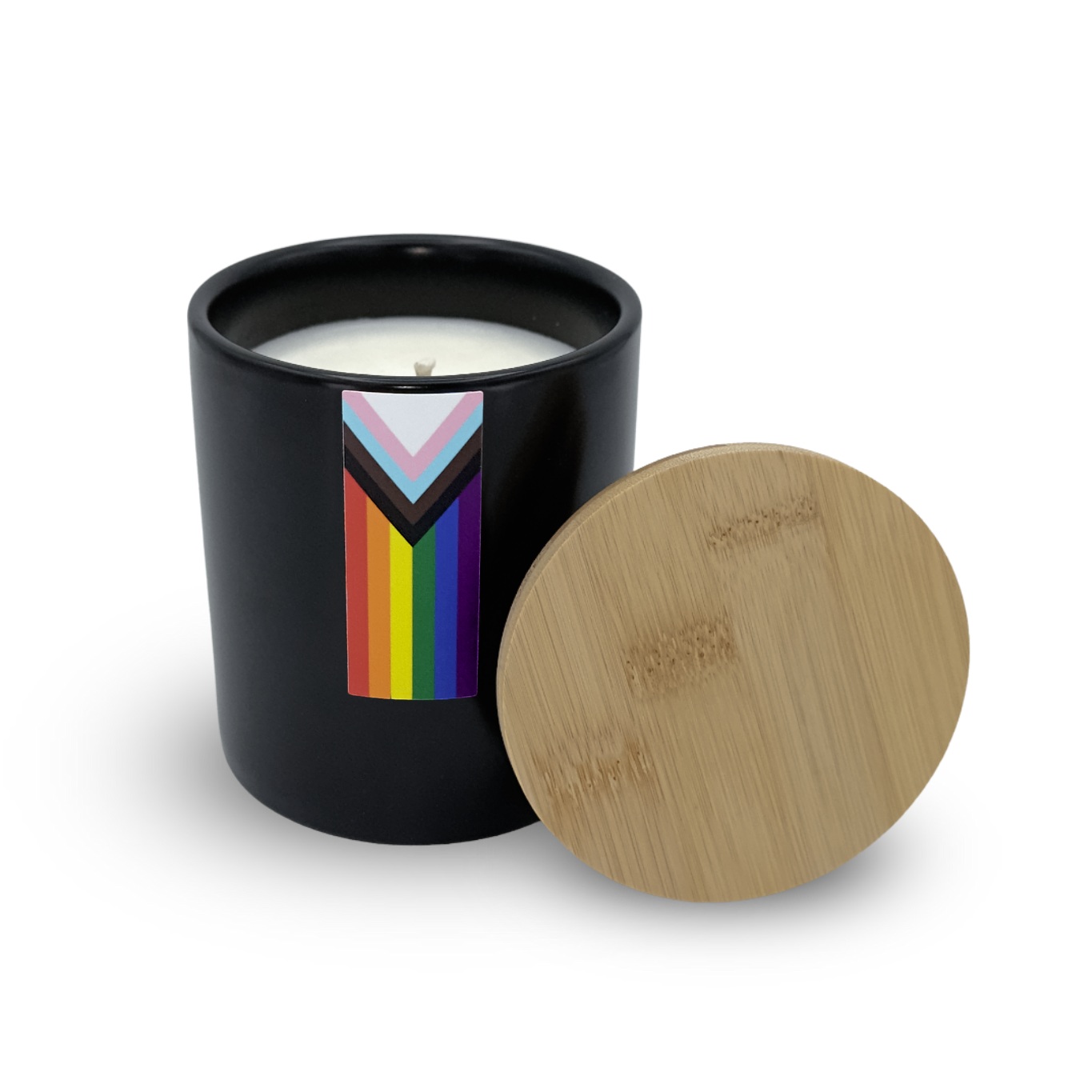 Progress Pride Flag - Glass candle