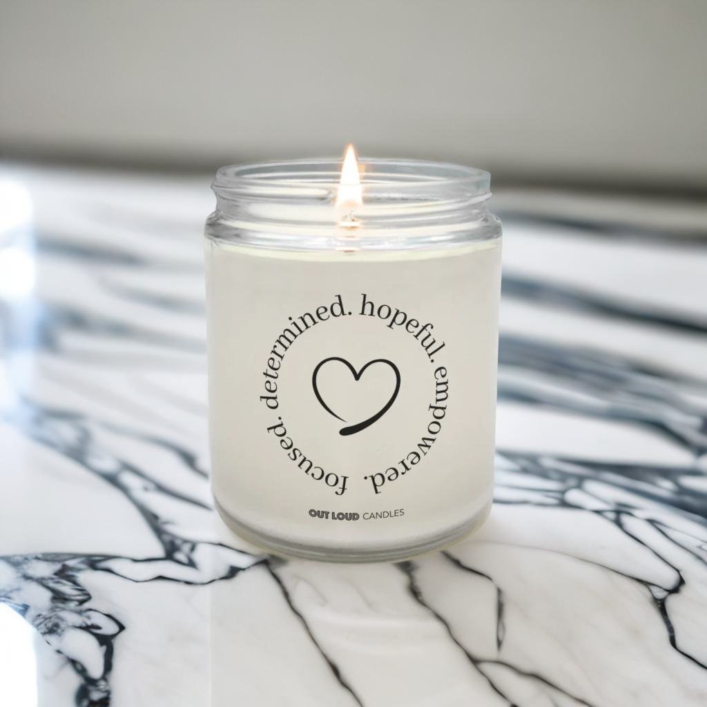 Focused. Determined. Hopeful. Empowered. Candle