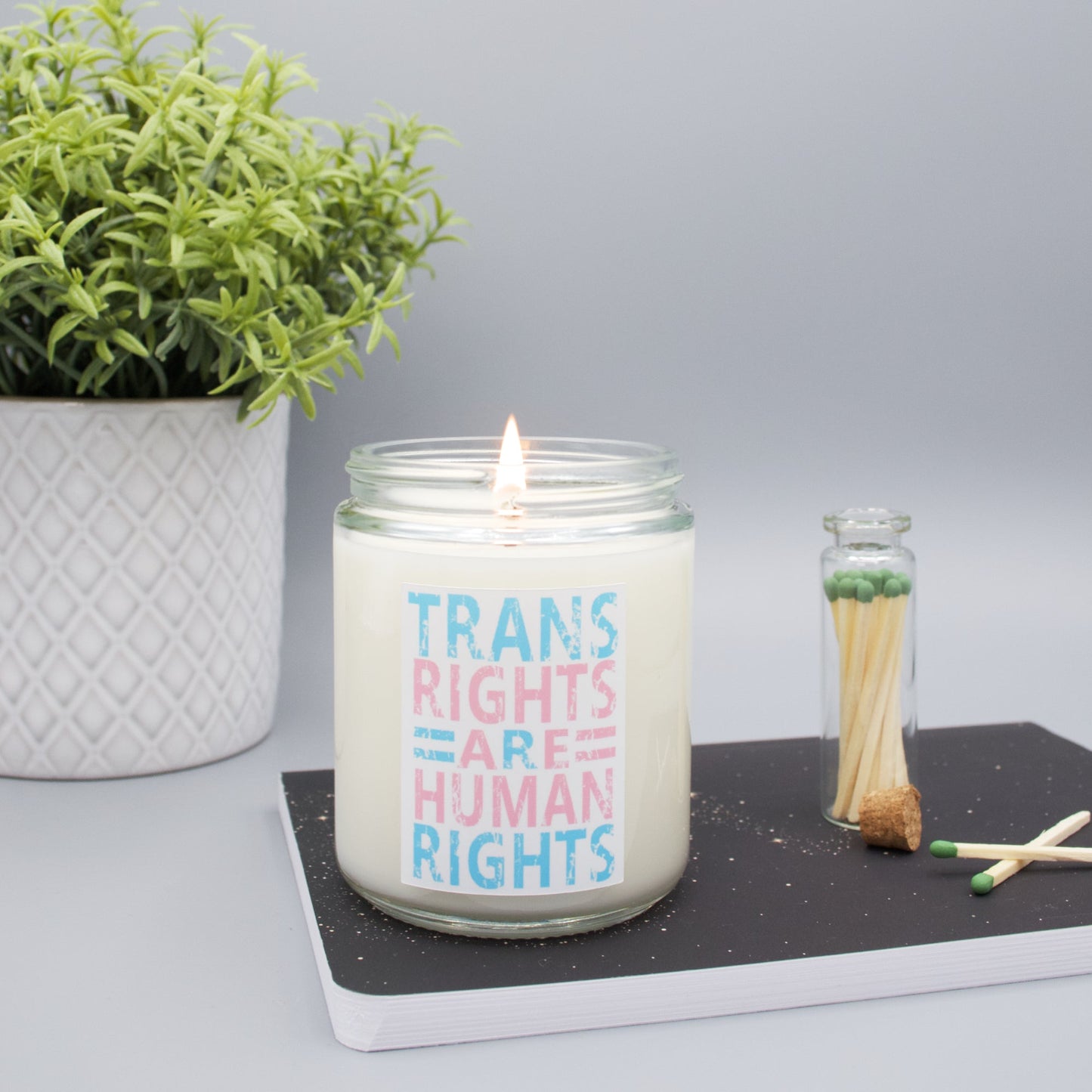 Trans Rights Are Human Rights - White - Scented Candle