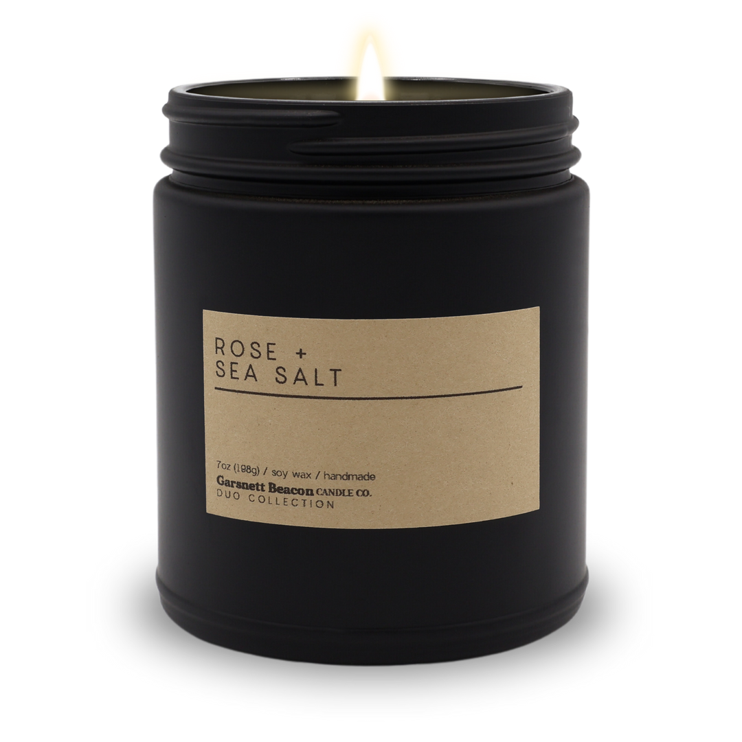 Rose + Sea Salt Luxury Scented Candle | Duo Collection by Garsnett Beacon