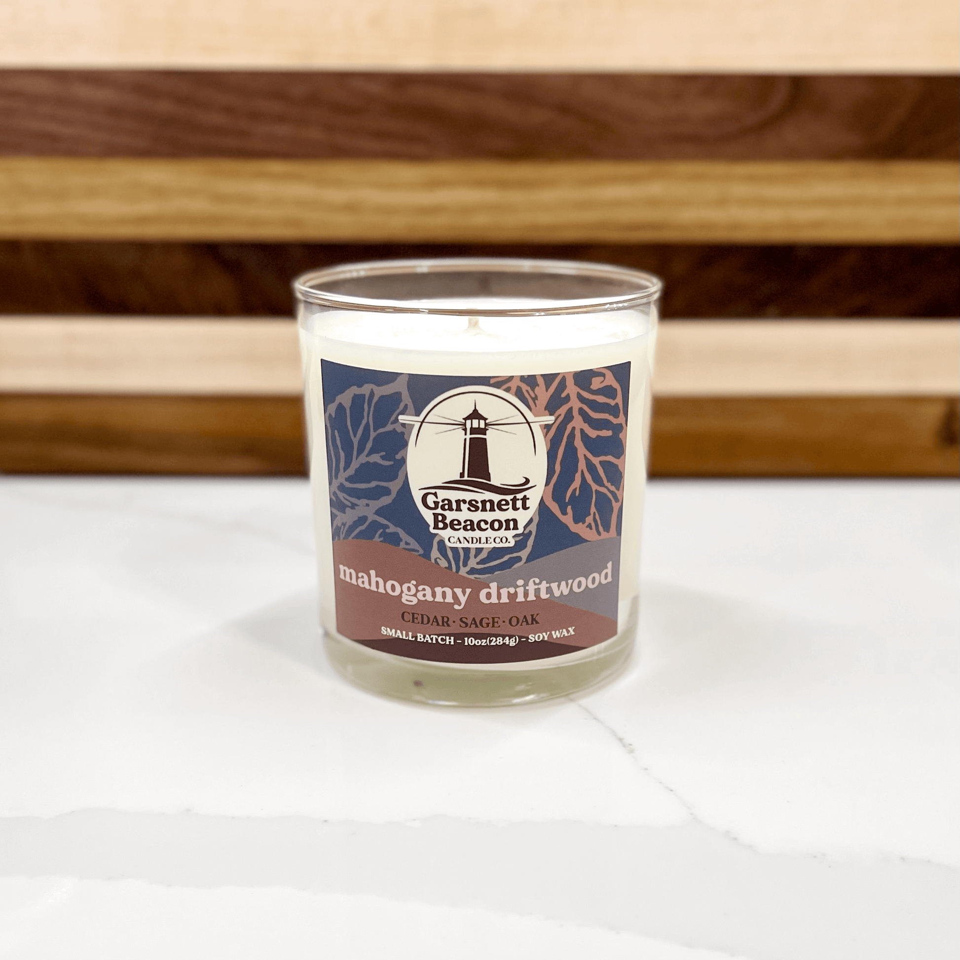 Mahogany Driftwood Glass Candle