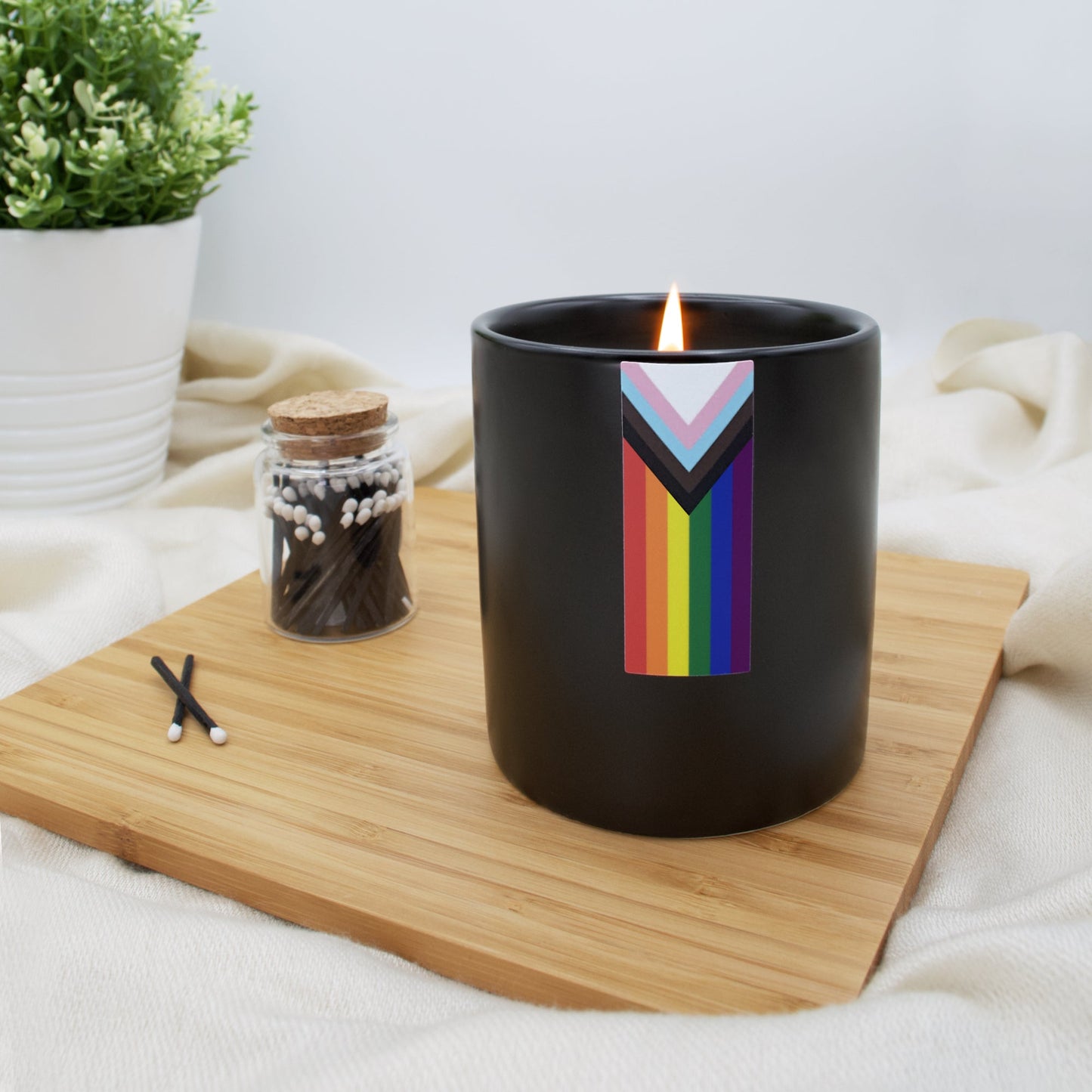 Progress Pride Flag - Glass candle